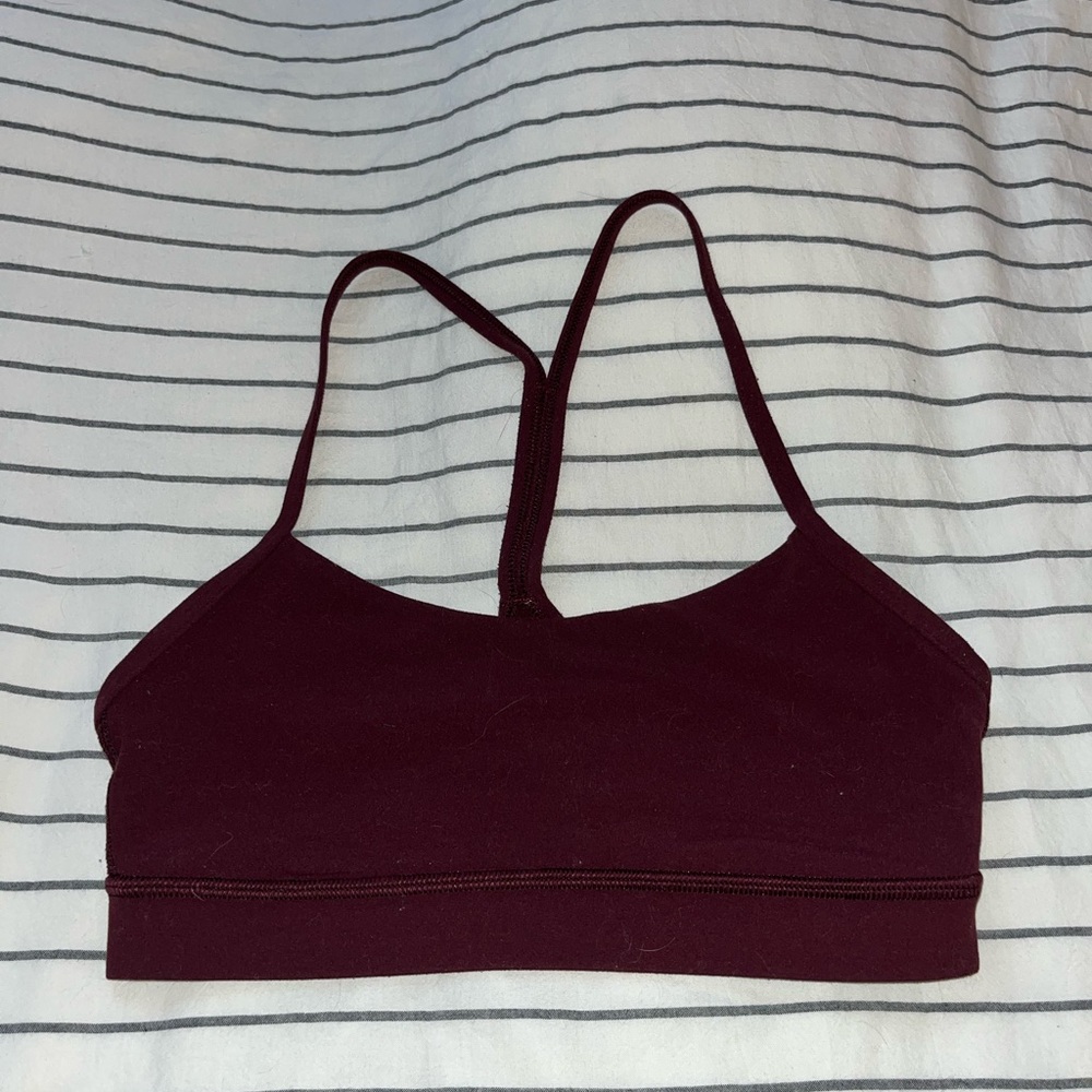 LULULEMON FLOW Y BRA, RED MERLOT